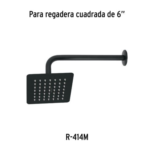 47749 - Regadera cuadrada 6", acero inox, sin brazo, negro, Túbig