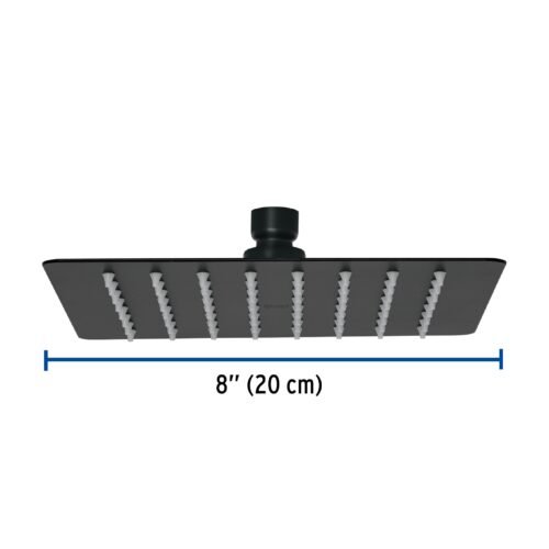47751 - Regadera cuadrada 8", acero inox, sin brazo, negro, Túbig