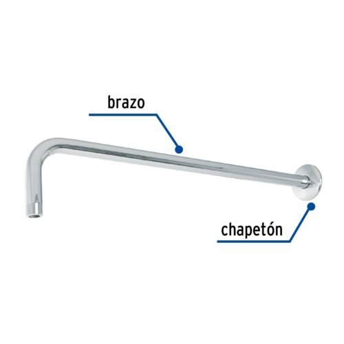 47752 - Brazo recto 50 cm con chapetón para regadera, cromo, Foset