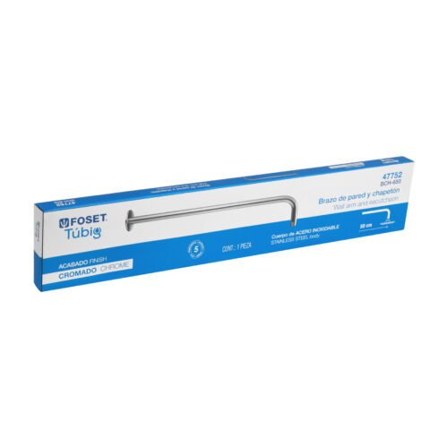 47752 - Brazo recto 50 cm con chapetón para regadera, cromo, Foset