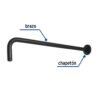 47754 - Brazo recto 50 cm con chapetón para regadera, negro mate