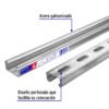 477571 47757 - Perfil monocanal perforado de 3 m, 4 x 2 cm cal. 18, VOLTECK