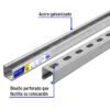 477621 47762 - Perfil monocanal perforado de 3 m, 4 x 4 cm cal. 16, VOLTECK