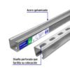 477661 47766 - Perfil monocanal perforado de 3 m, 4 x 4 cm cal. 14, VOLTECK
