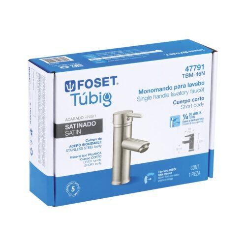 477913 47791 - Monomando corto satín para lavabo, Foset Tubig