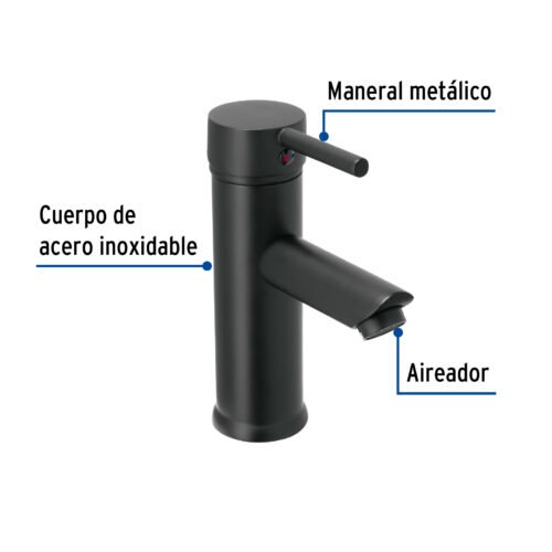 47792 - Monomando corto negro para lavabo, Foset Tubig
