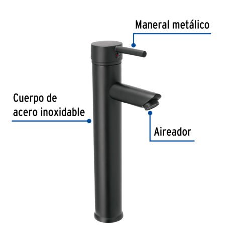 47795 - Monomando alto negro para lavabo, Foset Tubig