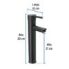 47795 - Monomando alto negro para lavabo, Foset Tubig