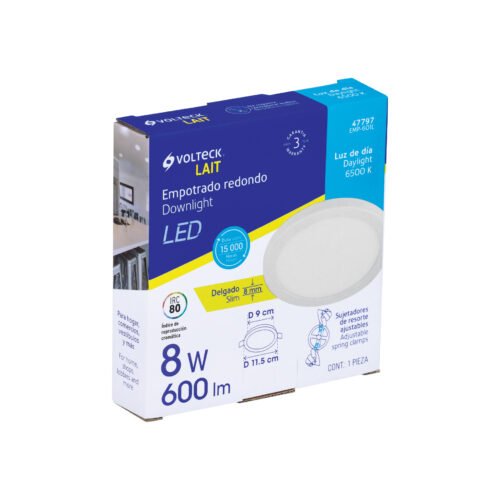 47797 - Luminario de LED para empotrar 8 W, ajustable, luz de día