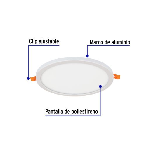 47798 - Luminario de LED para empotrar 15 W, ajustable, luz de día