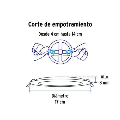 47798 - Luminario de LED para empotrar 15 W, ajustable, luz de día