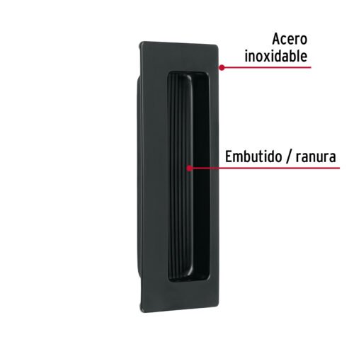477991 47799 - Jaladera de embutir cuadrada acabado negro, HERMEX