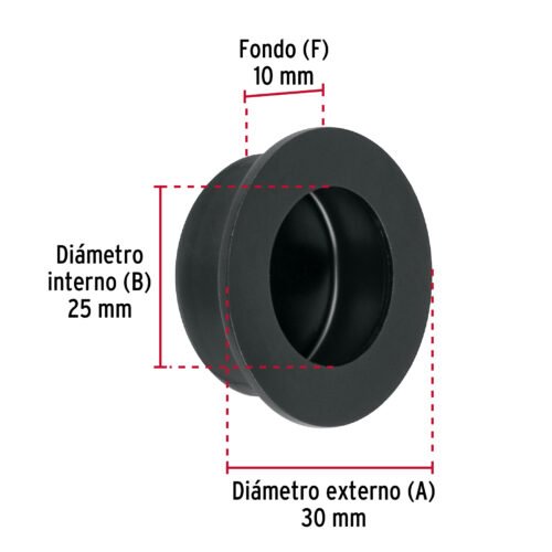 47801 - Jaladera de embutir circular No. 2 acabado negro