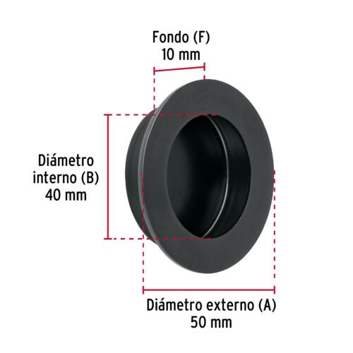 478032 47803 - Jaladera de embutir circular No. 4 acabado negro