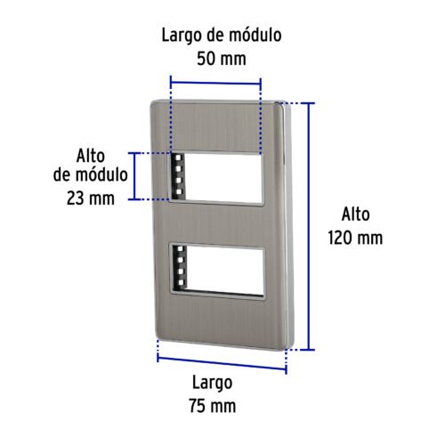 47817 - Placa de acero inox con 2 ventanas 1 módulo, línea Lisboa