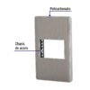 47818 - Placa de acero inox con 1 ventana 1.5 módulos, línea Lisboa
