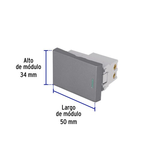 47824 - Interruptor 3 vías acero inox de 1.5 módulos, línea Lisboa