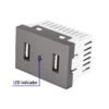 47829 - Toma 2 puertos USB acero inox de 1.5 módulos, línea Lisboa