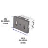 47829 - Toma 2 puertos USB acero inox de 1.5 módulos, línea Lisboa