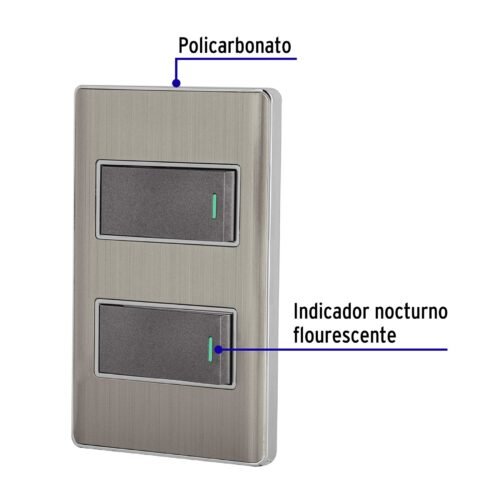 478341 47834 - Placa armada acero inox con 2 interruptores 1 módulo, Lisboa
