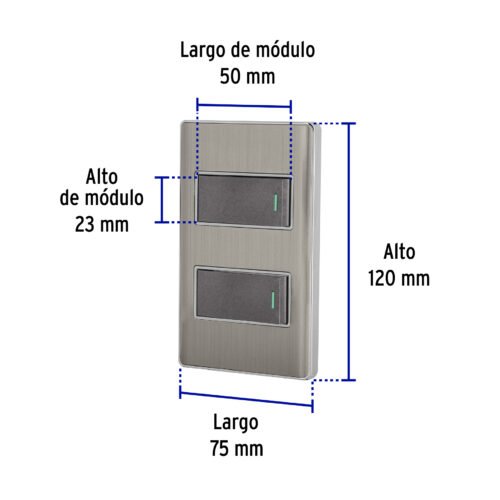478342 47834 - Placa armada acero inox con 2 interruptores 1 módulo, Lisboa