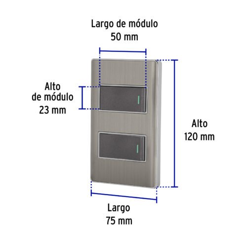 478352 47835 - Placa armada acero 1 interruptor y 1 de 3 vías 1 mód,Lisboa