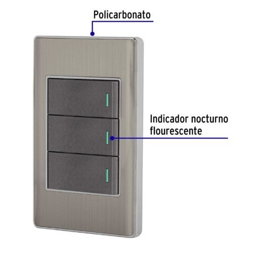 478361 47836 - Placa armada acero inox 3 interruptores 1 módulo, Lisboa