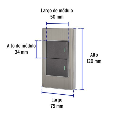 478412 47841 - Placa armada acero 1 interruptor y 1 de 3vías 1.5mód,Lisboa