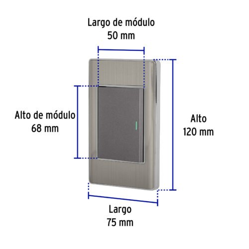 47842 - Placa armada acero inox 1 interruptor 3 módulos, Lisboa