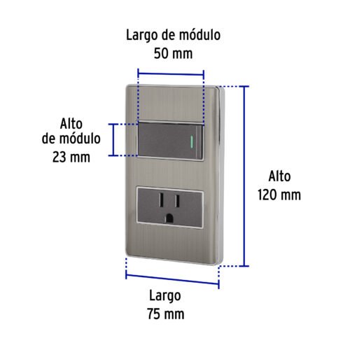 47845 - Placa armada acero interruptor y contacto 1 módulo, Lisboa