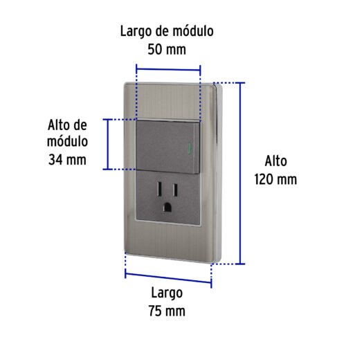 47846 - Placa armada acero interruptor y contacto 1.5 mód, Lisboa