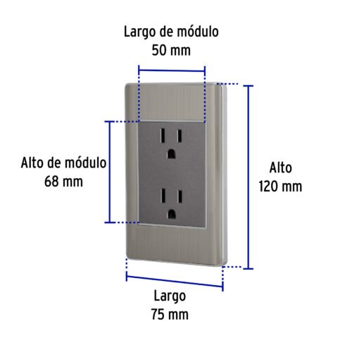 478492 47849 - Placa armada acero inox contacto dúplex 3 módulos, Lisboa