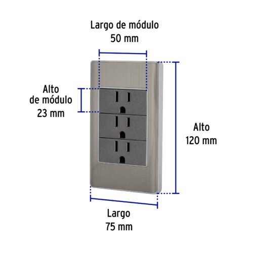 47850 - Placa armada acero inox 3 contactos 1 módulo, Lisboa