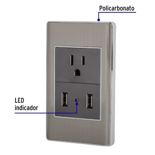 47851 - Placa armada acero contacto y 2 puertos USB 1.5 mód, Lisboa