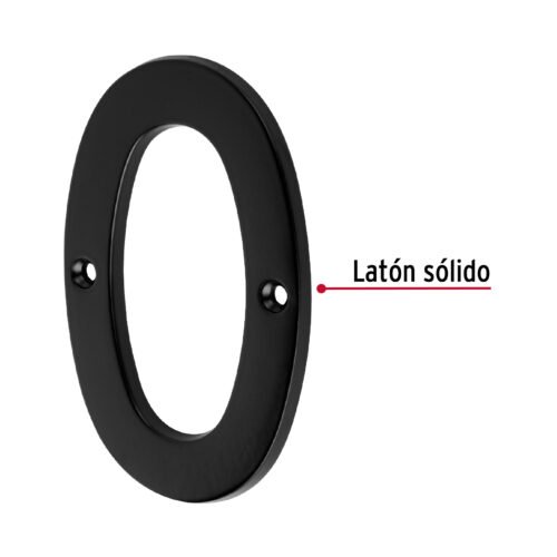47853 - Número 0 de latón sólido 4", negro,  HERMEX