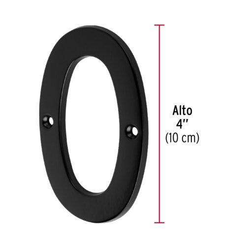 47853 - Número 0 de latón sólido 4", negro,  HERMEX
