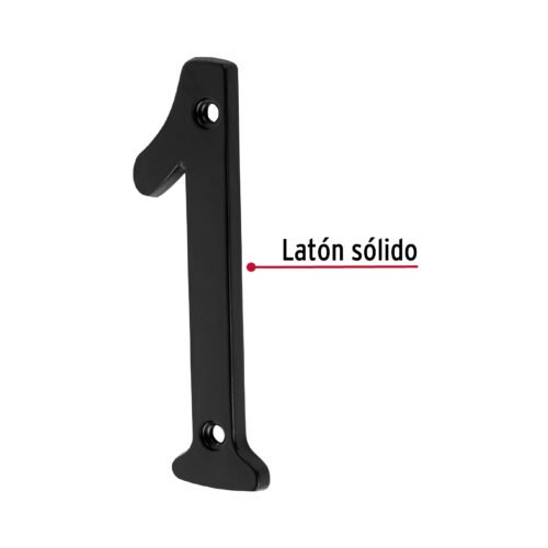47854 - Número 1 de latón sólido 4", negro,  HERMEX
