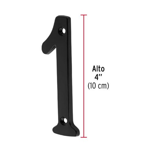 47854 - Número 1 de latón sólido 4", negro,  HERMEX