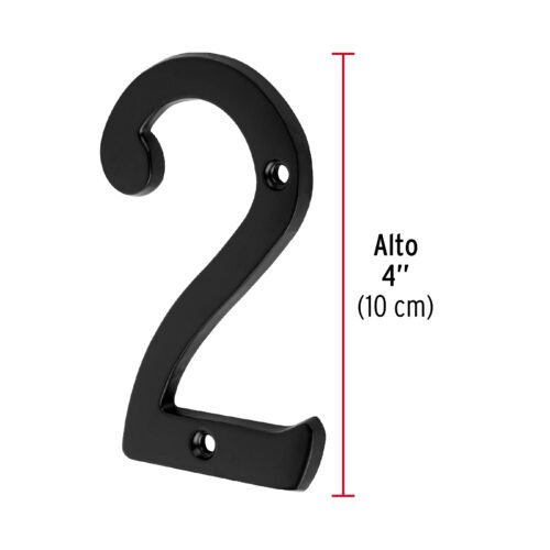 478552 47855 - Número 2 de latón sólido 4", negro, HERMEX