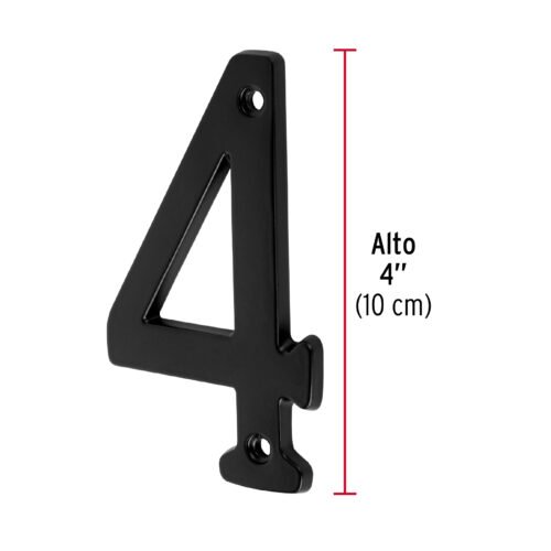478572 47857 - Número 4 de latón sólido 4", negro, HERMEX