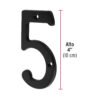 478582 47858 - Número 5 de latón sólido 4", negro, HERMEX