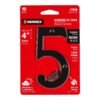 478583 47858 - Número 5 de latón sólido 4", negro, HERMEX