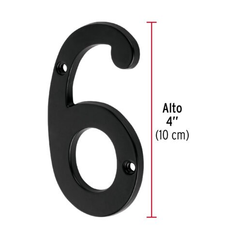 478592 47859 - Número 6 de latón sólido 4", negro, HERMEX