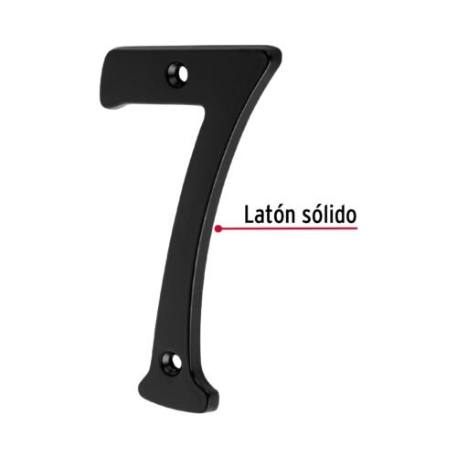 478601 47860 - Número 7 de latón sólido 4", negro, HERMEX