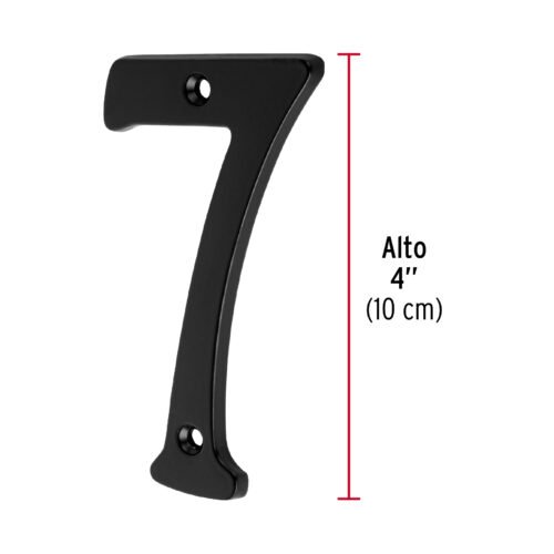 478602 47860 - Número 7 de latón sólido 4", negro, HERMEX