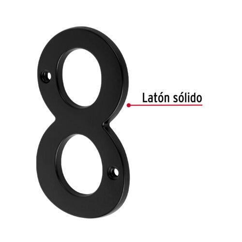 47861 - Número 8 de latón sólido 4", negro,  HERMEX