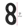 47861 - Número 8 de latón sólido 4", negro,  HERMEX