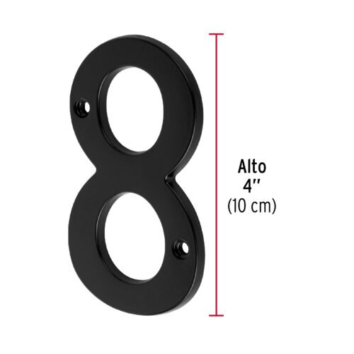 47861 - Número 8 de latón sólido 4", negro,  HERMEX