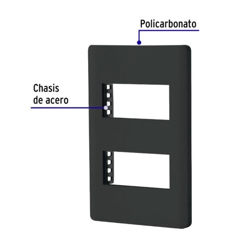 478701 47870 - Placa negra de 2 ventanas 1 módulo, línea Lisboa, Volteck