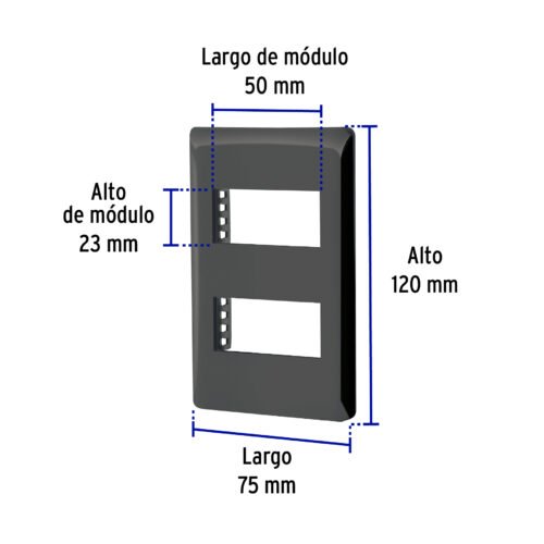 478702 47870 - Placa negra de 2 ventanas 1 módulo, línea Lisboa, Volteck
